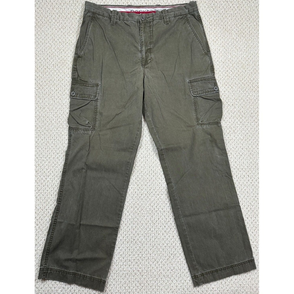 Dockers Pants Mens 38x33 Green Cargo Flat Front Relaxed Fit Field Khakis